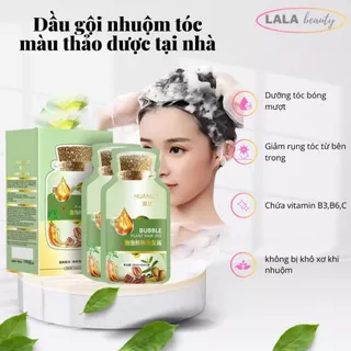 Dầu Gội Nhuộm Màu Tóc Thảo Dược  Hộp 10 gói 30ml, Dầu Gội Phủ Bạc Tóc, Nuôi Dưỡng Tóc Khoẻ Óng Mượt