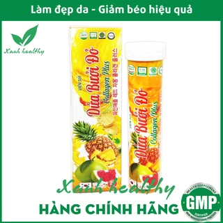 Viên Sủi Giảm Cân Dứa Bưởi Đỏ Collagen Plus - Tuýp 20 viên - Giúp Giúp Tăng Cường Chuyển Hóa Chất Béo Giảm Cân An Toàn