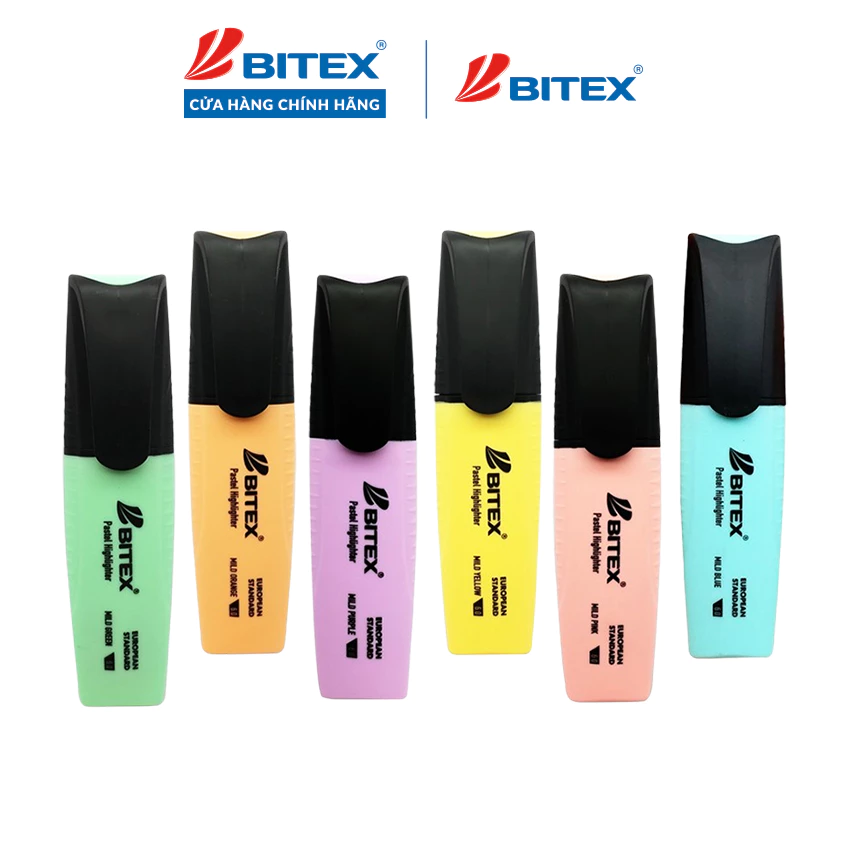 Combo 05 bút dạ quang Bitex HL05 màu Pastel nhiều màu ngẫu nhiên