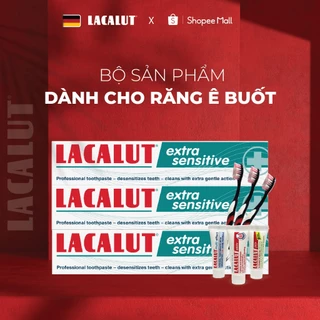 Combo TIẾT KIỆM 3 tuýp Lacalut Extra Sensitive 75ml + 3 Bàn Chải Lacalut + combo trải nghiệm