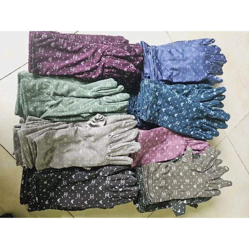 Bao tay chống nắng cotton chấm bi 3 tấc 2 lớp