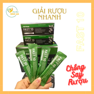 Giải Rượu nhanh chóng, Nước giải rượu FAST 10, hộp 4 gói 10ml, giảm đau đầu, buồn nôn, mệt mỏi khi uống rượu.