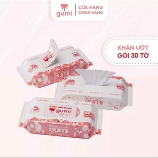 1 Gói khăn ướt 30 tờ Gumi không cồn không parabens cao cấp dành cho em bé