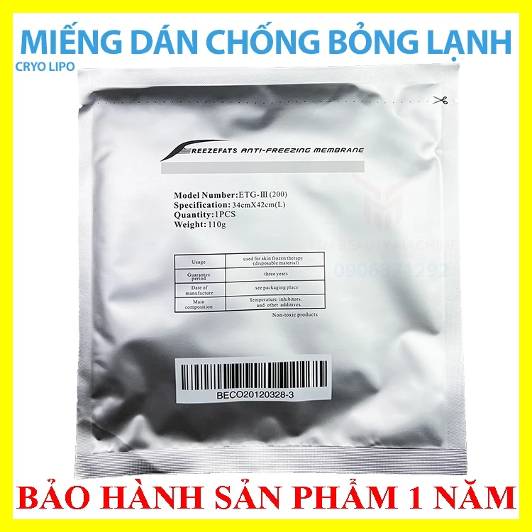 110g Màng chống đông cho máy giảm béo quang đông hỗ trợ da không bị bỏng lạnh trong liệu pháp cryo
