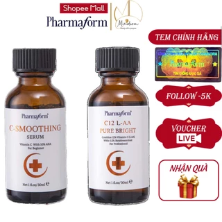 Serum Pharmaform C-Smoothing, C12 L-AA  giúp giảm thâm nám, tàn nhan, loại bổ các tế bào chết 30ml