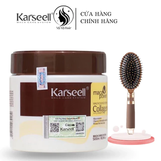 Hũ ủ tóc phục hồi siêu mượt Collagen Karseell Maca 500ML, tóc đẹp chuẩn salon ngay tại nhà Tặng lược gỡ rối hình elip