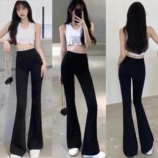 Quần ống loe cạp cao legging dáng dài