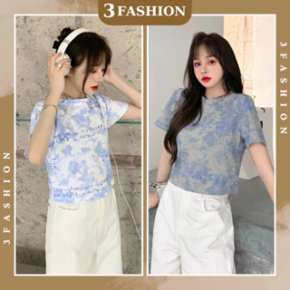 Áo croptop nữ vải loang màu , áo babe tee form vừa Có Big Size vải thun co giãn đẹp mềm mát 3Fashion - A64