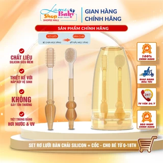 Set bàn chải silicon kèm cốc cho bé từ 0-18 tháng