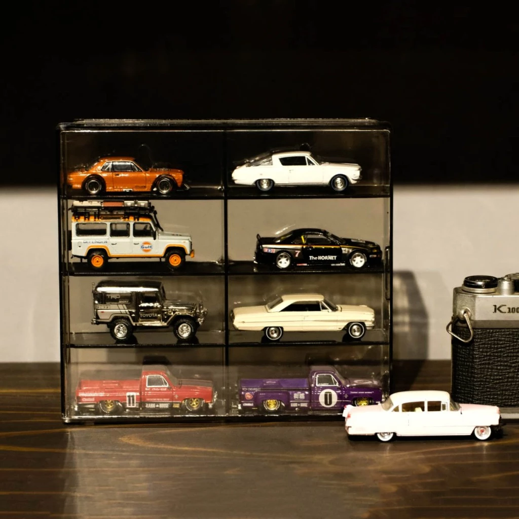 Hộp trưng bày xe mô hình tỉ lệ 1/64 | Hotwheels - MiniGT - Poprace - GreenLight - Johnny Lightning