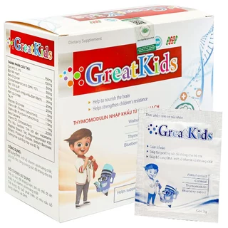 Cốm GreatKids, Hỗ trợ bổ não, tăng cường sức đề kháng cho trẻ em (hộp 30 gói)