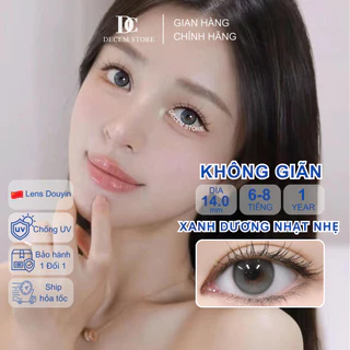 Kính áp tròng màu xanh dương nhạt nhẹ nhàng 14.0mm BL4, contact lens mắt blue douyin cận độ không giãn 1 năm Decem Store