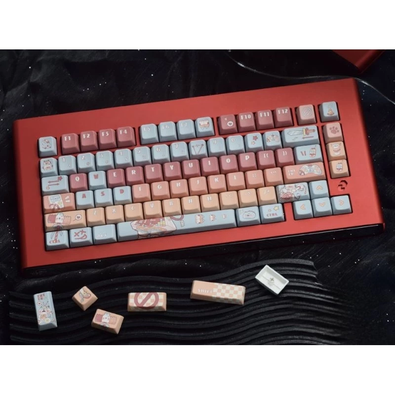 Bộ Keycap Anime GAME CAT sắc màu hoạt hình dễ thương PBT, MDA profile