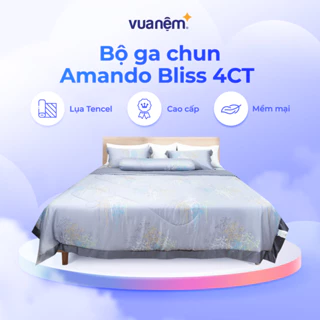 Bộ ga chun lụa tencel Amando Bliss họa tiết 4CT cao cấp mềm mại thoáng mát