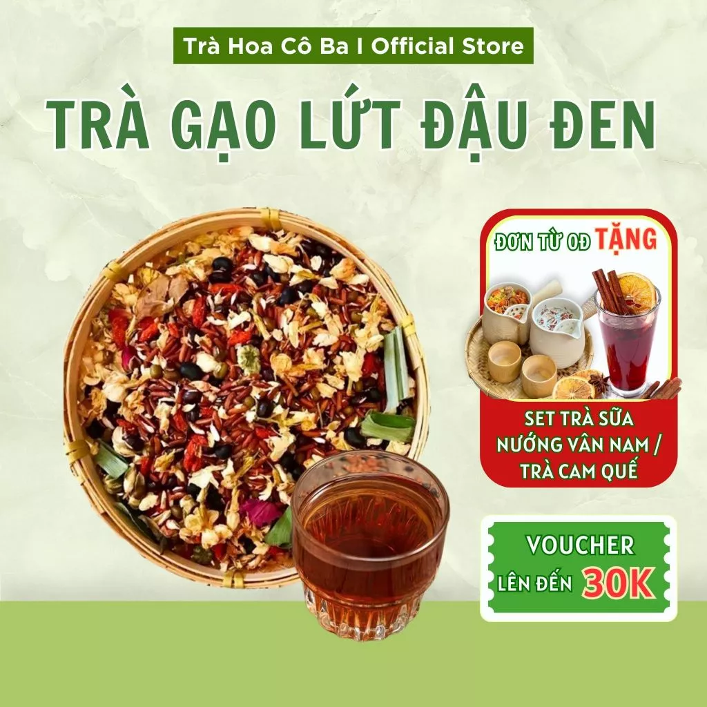 [Gói Dùng Thử] Trà Gạo Lứt Đậu Đen Thanh Nhiệt Cơ Thể, Trà Detox Làm Mát Gan, Thải Độc, Trà Hoa Cô Ba