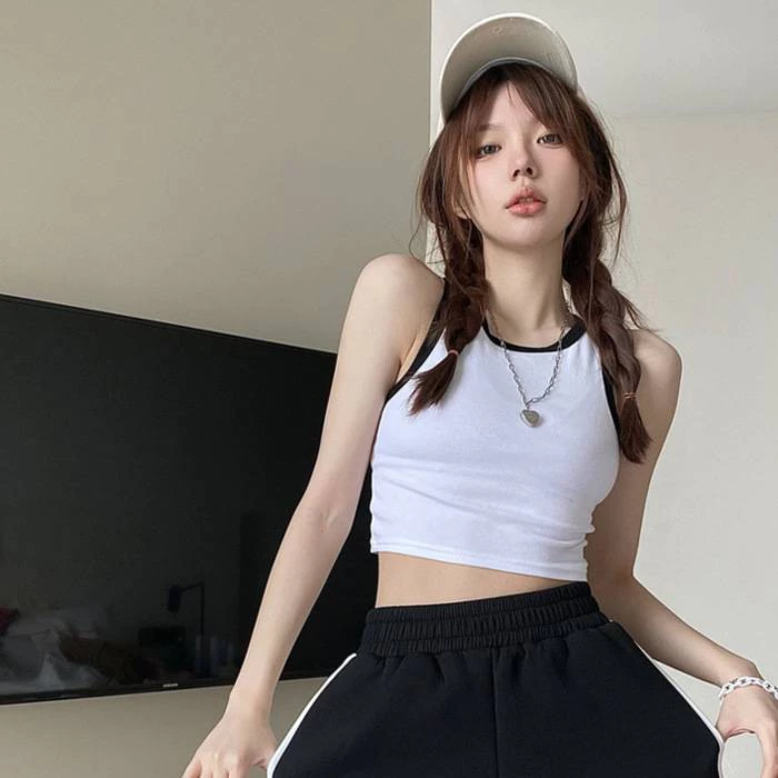 Áo Ba Lỗ Croptop Phối Viền Nữ [FREESHIP] - Áo CRT Trơn Thun Tăm Ôm Body Siêu Xinh