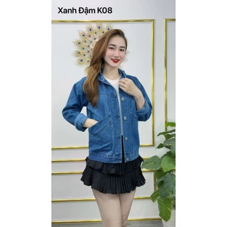 Áo Khoác Nữ Jean UNISEX  Nữ Màu Xanh Đen và Xanh Đậm - Áo khoác bò nữ form rộng suông có big size đến 85kh(ak01)