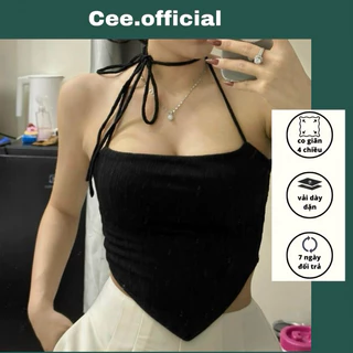 CEE OFFICIAL Áo yếm croptop vạt nhọn phối dây cột cổ, dáng ôm sexy sang chảnh P70