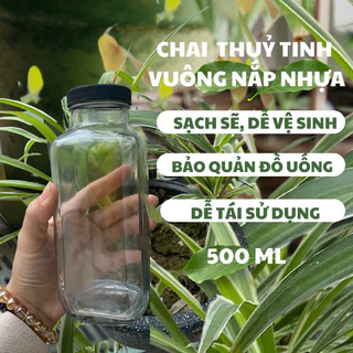 CHAI THUỶ TINH VUÔNG NẮP NHỰA TIỆN LỢI, HIỆN ĐẠI 500 ML