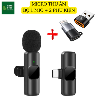 Mic Thu Âm Không Dây K9 Cài Áo Lọc Tiếng Ồn Cao Cấp Livestream Quay Video Ghi Âm Cho Điện Thoại.