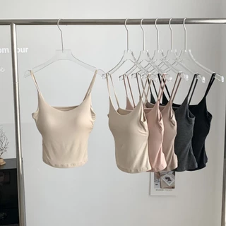 Áo 2 Dây Kèm Mút Ngực Dáng Croptop Chất Thun Tone Màu Pastel CAMI10