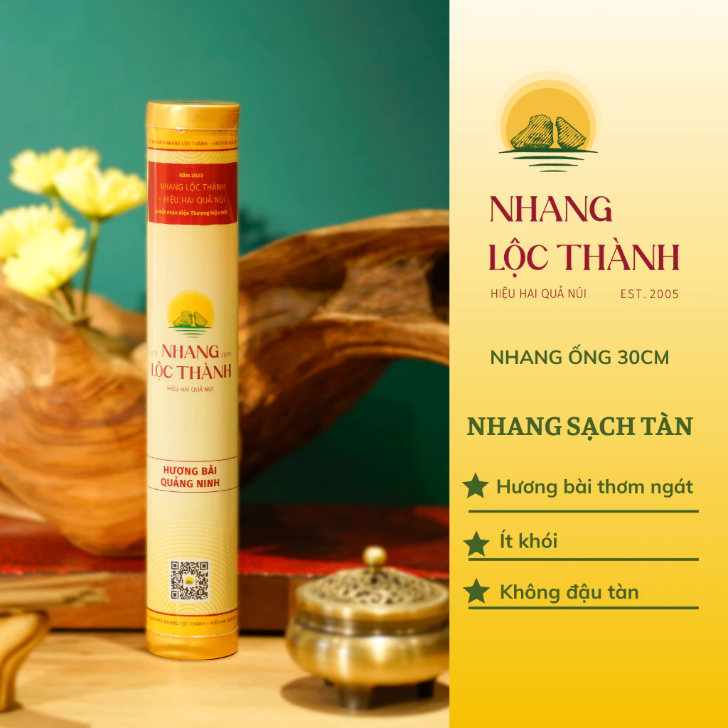 Nhang sạch hương bài Lộc Thành, ỐNG 30cm, mùi thơm êm dịu, ít khói, không đậu tàn