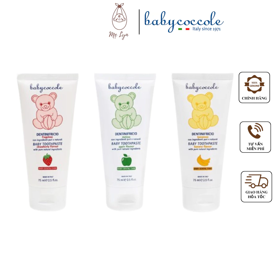 BABYCOCCOLE - Kem đánh răng cho bé Babycoccole 12M+ trẻ em nuốt được 75ml