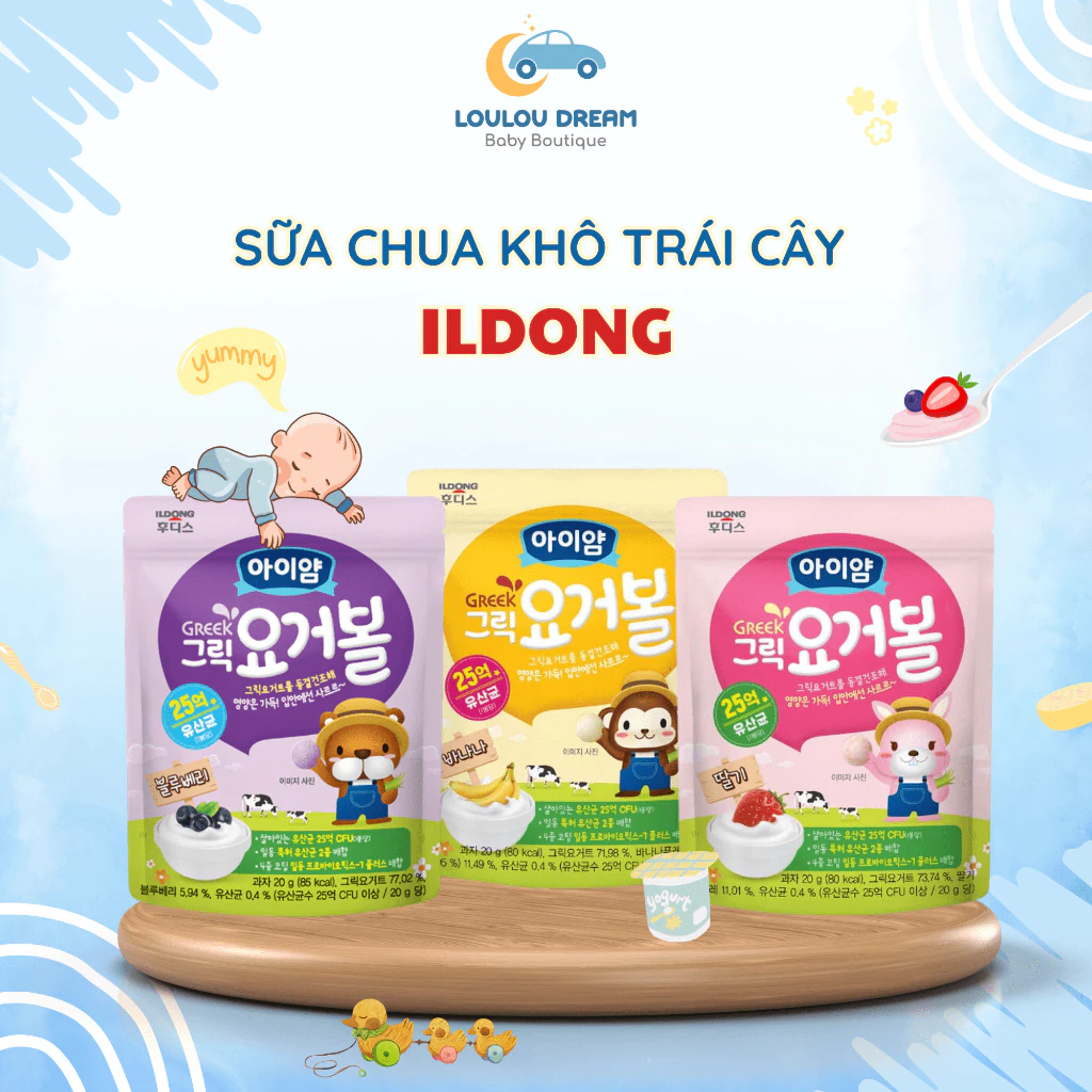 Sữa chua khô trái cây ILDONG Hàn Quốc cho bé ăn dặm từ 9 tháng tuổi