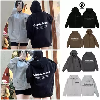 Áo Khoác Hoodie Zip In Chữ CINDDY BRAND Dòng Chữ Nam Nữ KI008