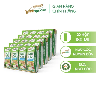 Combo 5 Lốc Sữa Ngũ Cốc Dinh Dưỡng VIỆT NGŨ CỐC Hương Dừa Thơm Béo Uống Liền 180ml/Hộp