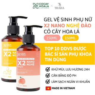 [CHÍNH HÃNG] Dung dịch vệ sinh phụ nữ Gel X2 NANO NGHỆ ĐÀO hữu cơ 150ml CỎ CÂY HOA LÁ, giảm viêm ngứa, khử mùi, an toàn