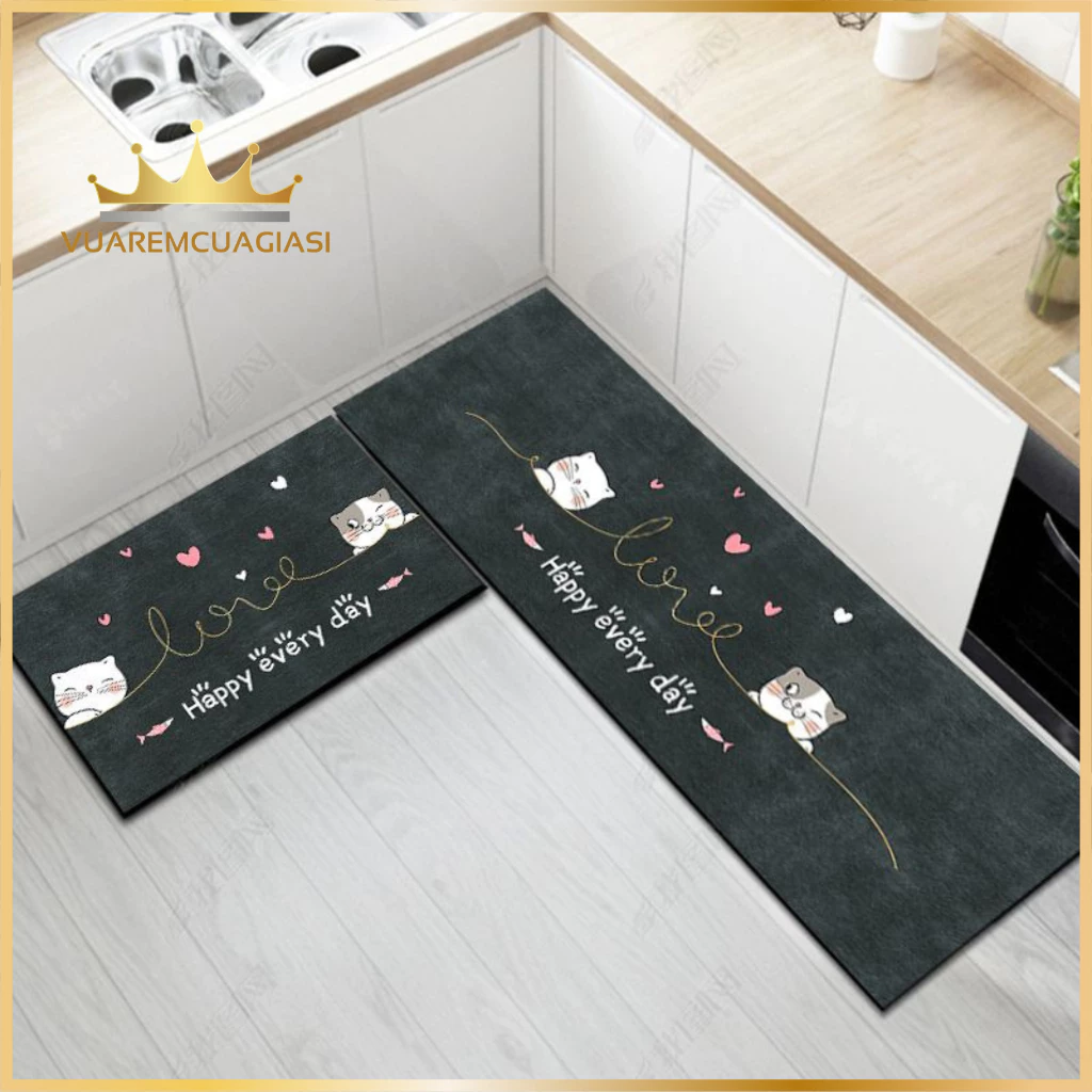 Thảm nhà bếp hàng loại 1, chống trượt, mềm mịn thấm hút siêu tốt, đế cao su chống trượt kích thước vuaremcuagiasi