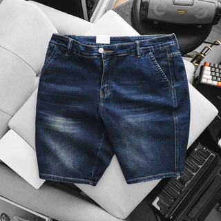 Quần short jean nam bigsize từ 85-130kg co giãn ngang gối ôm nhẹ dáng xanh đậm VNXK