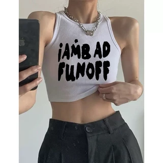 Áo Ba Lỗ Ôm Dáng Hoạ Tiết In Chữ I Am Bad Fun Off