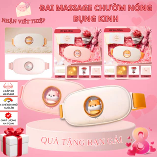 Đai Massage chườm nóng bụng kinh M28 Kèm Hộp Quà 4 Chế Độ mát xa giảm đau làm ấm cao cấp - bảo hành 2 năm