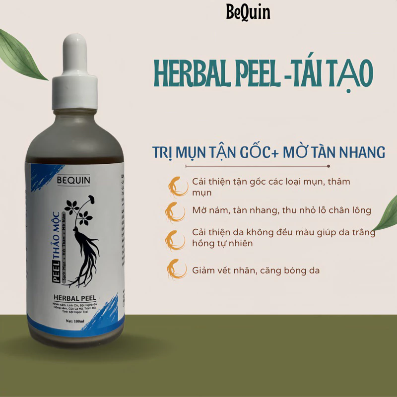 Peel da tái tạo thảo mộc giảm mụn, nám tàn nhang(100ml) handmade