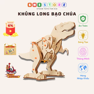 Đồ Chơi STEM, Mô Hình Khủng Long Bạo Chúa, Đồ Chơi Thông Minh, Chất Liệu Gỗ Polywood An Toàn Cho Bé