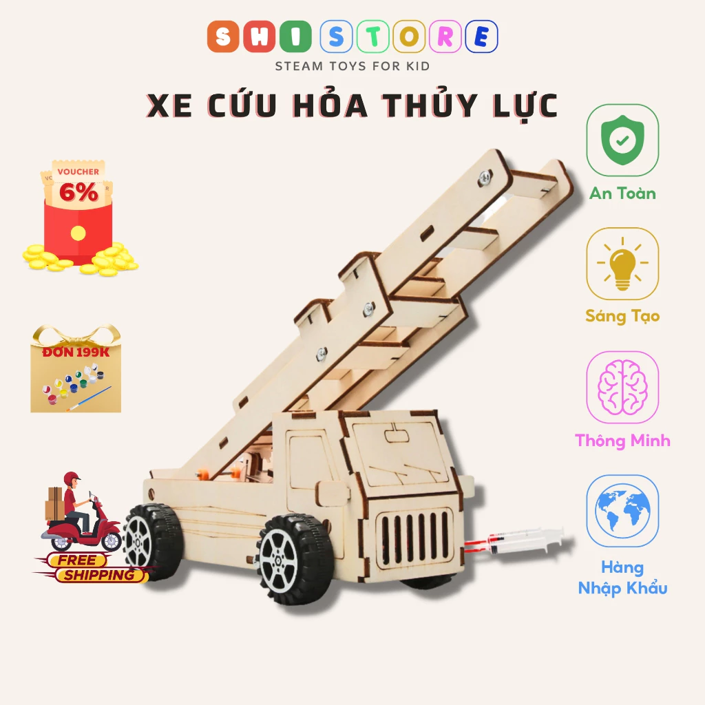 Đồ Chơi STEM, Mô Hình Xe Cứu Hỏa, Đồ Chơi Thông Minh