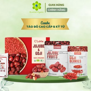 Combo táo đỏ kỷ tử hữu cơ CAO CẤP trái to (Organics Jujube Fruit 450g and Organic Gobi Berries C’Lavie 170g)