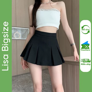 [BIGSIZE] Chân váy xếp ly to có chun lưng và lót quần bảo hộ phong cách trẻ trung năng động Lisa.Bigsize Nữ Women