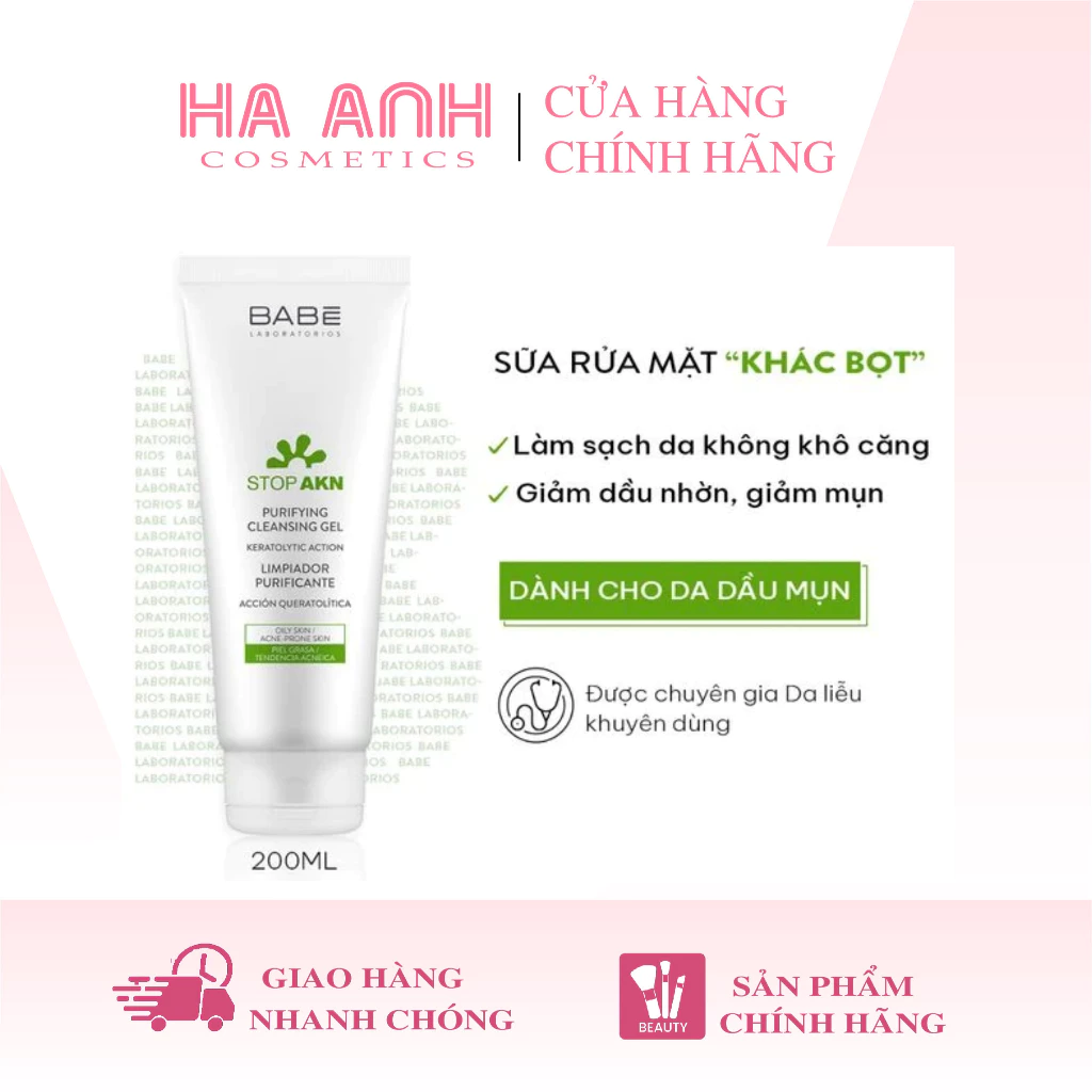Sữa Rửa Mặt  Laboratorios BABE Stop AKN Purifying Cleansing Gel