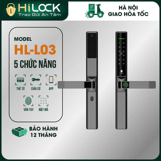 Khoá cửa vân tay thẻ từ cao cấp HL-03 Tuya wifi chuyên cho cửa nhôm kính, xingfa, cửa hẹp, cửa sắt.