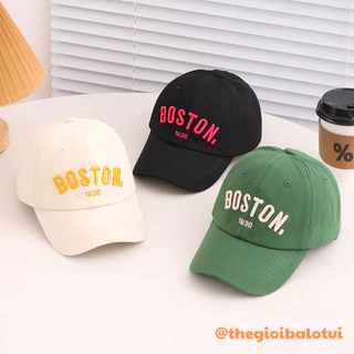 Mũ lưỡi trai cho bé trai bé gái từ 3 đến 10 tuổi thêu chữ BOSTON, mũ cho bé đi học đi chơi thời trang vải cotton dày dặn