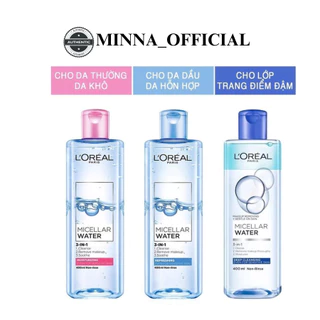 Nước tẩy trang làm sạch, mềm mịn da Loreal Paris 3-in-1 Micellar Water 95ml