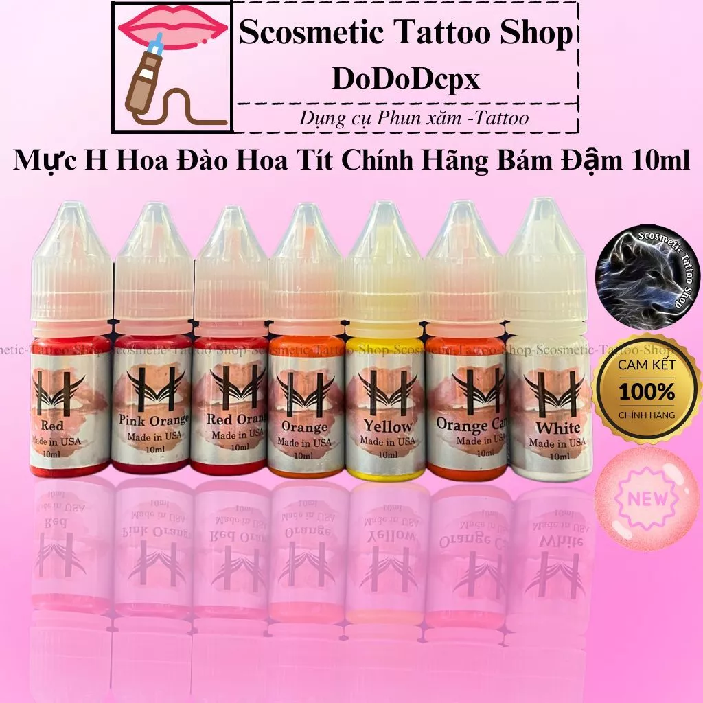 Mực H Hoa Đào Hoa Tít Tem Chính Hãng Bám Đậm Phun Xăm [CHÍNH HÃNG] 10ml