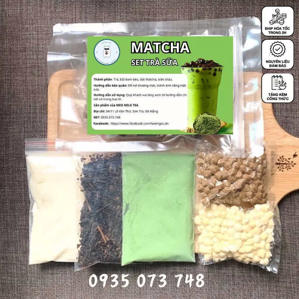 Set trà sữa Matcha (Nguyên liệu từ 6-8 ly)