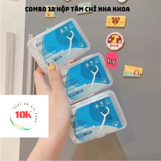 [Hộp 50pcs]Combo 12 Hộp Tăm Chỉ Nha Khoa vệ sinh chăm sóc răng miệng