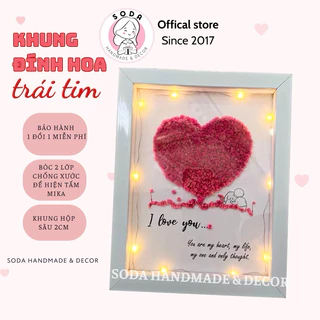 Khung ảnh đính hoa trái tim/hoa baby tặng người yêu