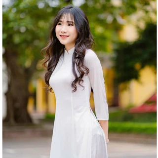 Áo dài trắng truyền thống , áo dài kỉ yếu học sinh 4 tà tay lỡ cổ 2,5cm vuông chất liệu chiffon loại 1 không lộ - MS487