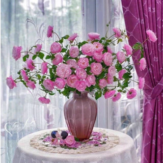 Bình Hoa Thủy Tinh Lọ Hoa Thủy Tinh Miệng Lượn Màu Hồng Decor Phòng Cắm Hoa Siêu Đẹp